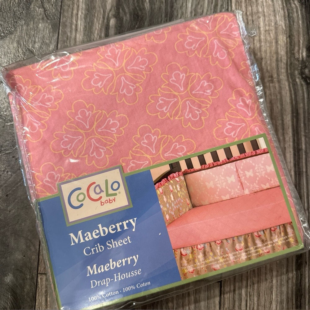 Cocalo Crib Sheet Maeberry collection Baby Nursery Newborn 28" x 52 NIP pink